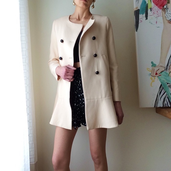 Zara Jackets & Blazers - Zara cream blazer/jacket w/ruffle